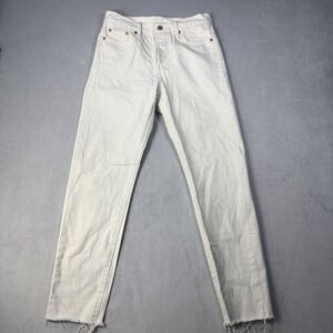 Levi's Jeans Womens size W26 Off-White High Rise Straight Raw Hem button fly.